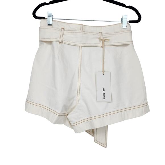 GRLFRND Denim Cotton Belted High Waist Juliet Shorts In See It Now Size 25 - Picture 7 of 7